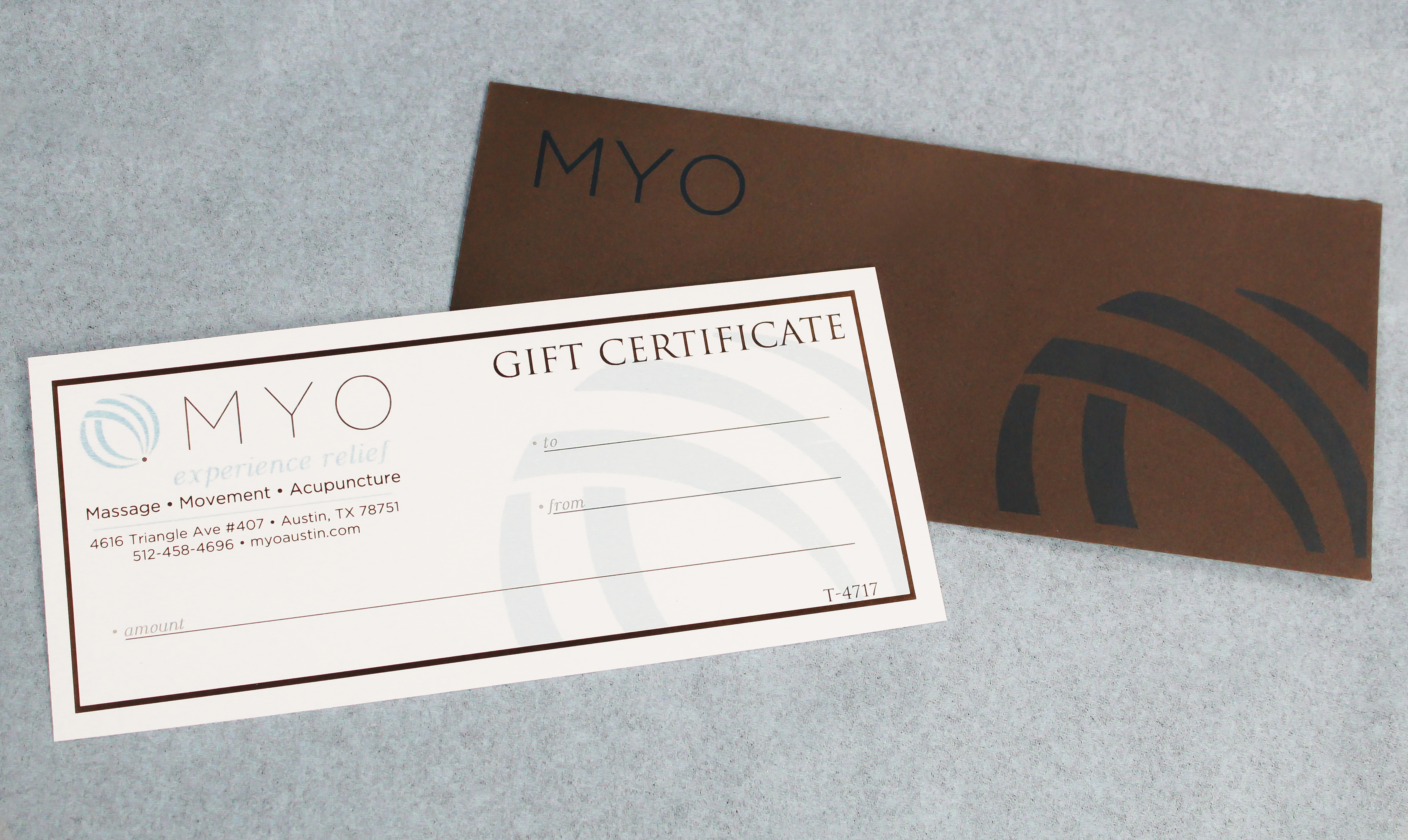 Customize a massage gift card by selecting a package or special service.