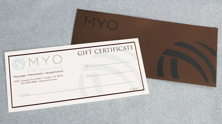Customize a massage gift card by selecting a package or special service.